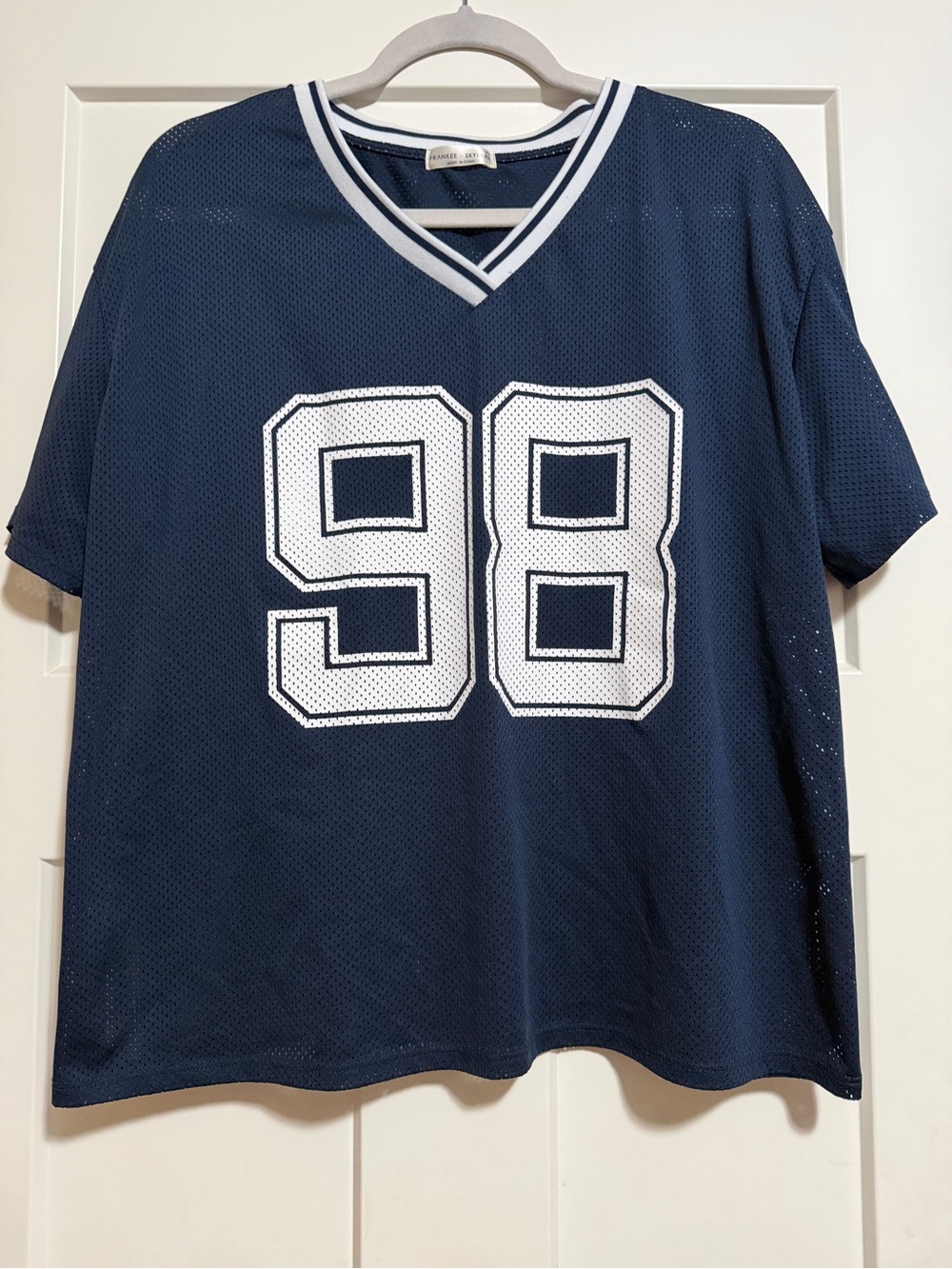 Source Unknown Navy Mesh Jersey Shirt with White 98